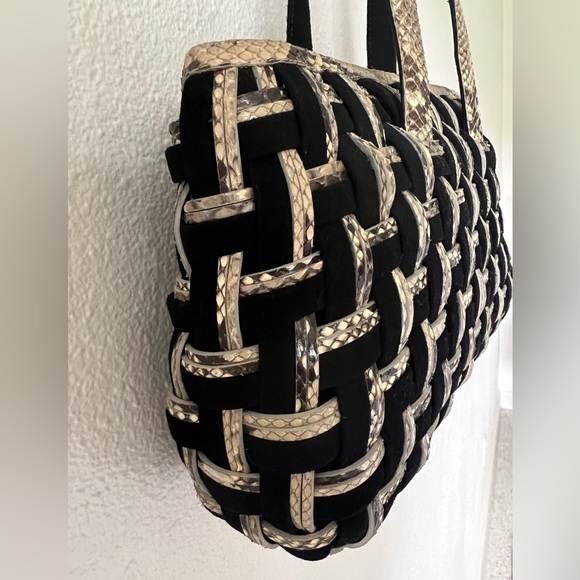 Nancy Gonzalez Python Suede Woven Snake Skin Purse Bag Colombia Rare - Picture 10 of 15